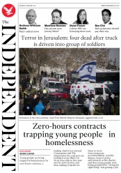 The Independent (UK) Newspaper Front Page for 9 January 2017