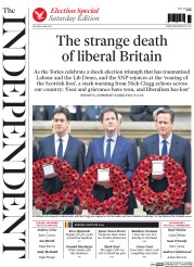 The Independent (UK) Newspaper Front Page for 9 May 2015
