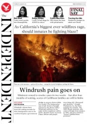 The Independent (UK) Newspaper Front Page for 9 August 2018
