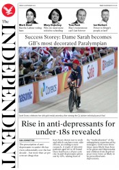 The Independent (UK) Newspaper Front Page for 9 September 2016