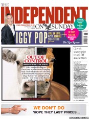 The Independent on Sunday (UK) Newspaper Front Page for 10 February 2013