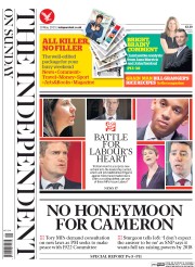 The Independent on Sunday (UK) Newspaper Front Page for 10 May 2015