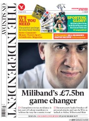 The Independent on Sunday (UK) Newspaper Front Page for 12 April 2015