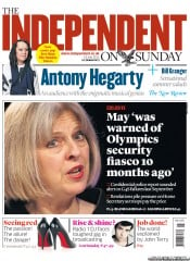 The Independent on Sunday (UK) Newspaper Front Page for 15 July 2012