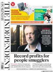 The Independent on Sunday (UK) Newspaper Front Page for 17 January 2016