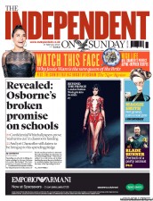 The Independent on Sunday (UK) Newspaper Front Page for 17 February 2013