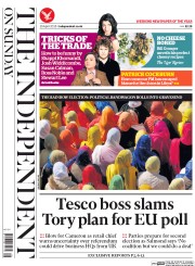 The Independent on Sunday (UK) Newspaper Front Page for 19 April 2015