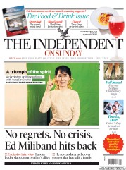 The Independent on Sunday (UK) Newspaper Front Page for 19 June 2011