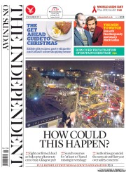 The Independent on Sunday (UK) Newspaper Front Page for 1 December 2013