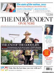 The Independent on Sunday (UK) Newspaper Front Page for 1 May 2011