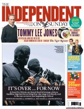 The Independent on Sunday (UK) Newspaper Front Page for 20 January 2013