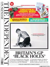 The Independent on Sunday (UK) Newspaper Front Page for 21 December 2014