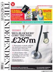 The Independent on Sunday (UK) Newspaper Front Page for 22 March 2015