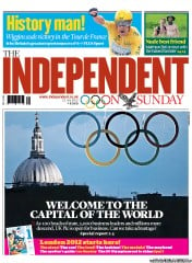 The Independent on Sunday (UK) Newspaper Front Page for 22 July 2012