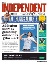 The Independent on Sunday (UK) Newspaper Front Page for 27 January 2013