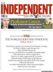 The Independent on Sunday (UK) Newspaper Front Page for 27 May 2012