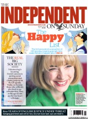 The Independent on Sunday (UK) Newspaper Front Page for 28 April 2013