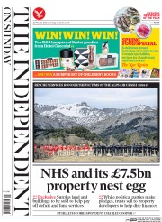 The Independent on Sunday (UK) Newspaper Front Page for 29 March 2015