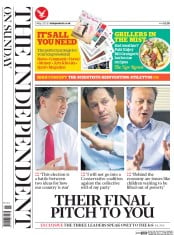 The Independent on Sunday (UK) Newspaper Front Page for 3 May 2015