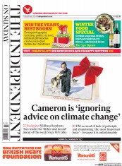 The Independent on Sunday (UK) Newspaper Front Page for 7 December 2014