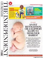 The Independent on Sunday (UK) Newspaper Front Page for 8 February 2015
