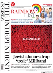 The Independent on Sunday (UK) Newspaper Front Page for 9 November 2014