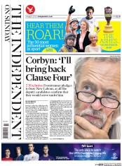 The Independent on Sunday (UK) Newspaper Front Page for 9 August 2015