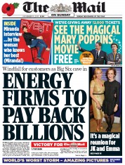 The Mail on Sunday Newspaper Front Page (UK) for 10 November 2013