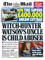 The Mail on Sunday (UK) Newspaper Front Page for 11 October 2015