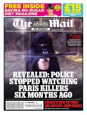 The Mail on Sunday (UK) Newspaper Front Page for 11 January 2015
