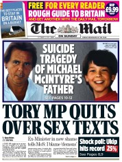The Mail on Sunday (UK) Newspaper Front Page for 12 October 2014