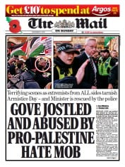 The Mail on Sunday front page for 12 November 2023