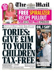 The Mail on Sunday (UK) Newspaper Front Page for 12 April 2015