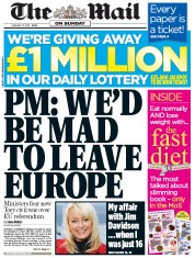 The Mail on Sunday Newspaper Front Page (UK) for 13 January 2013