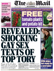 The Mail on Sunday Newspaper Front Page (UK) for 13 April 2014