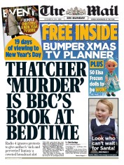 The Mail on Sunday (UK) Newspaper Front Page for 14 December 2014