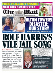 The Mail on Sunday (UK) Newspaper Front Page for 14 June 2015