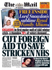 The Mail on Sunday (UK) Newspaper Front Page for 15 January 2017