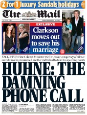 The Mail on Sunday (UK) Newspaper Front Page for 15 May 2011