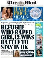 The Mail on Sunday (UK) Newspaper Front Page for 15 July 2012