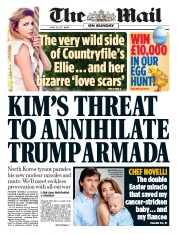 The Mail on Sunday (UK) Newspaper Front Page for 16 April 2017
