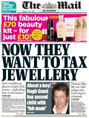 The Mail on Sunday Newspaper Front Page (UK) for 17 February 2013