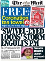 The Mail on Sunday Newspaper Front Page (UK) for 19 May 2013