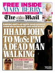 The Mail on Sunday Newspaper Front Page (UK) for 1 March 2015