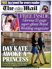 The Mail on Sunday (UK) Newspaper Front Page for 1 May 2011