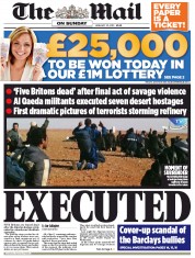 The Mail on Sunday (UK) Newspaper Front Page for 20 January 2013