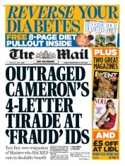 The Mail on Sunday (UK) Newspaper Front Page for 20 March 2016