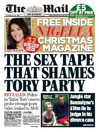 The Mail on Sunday Newspaper Front Page (UK) for 22 November 2015