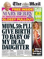 The Mail on Sunday (UK) Newspaper Front Page for 22 February 2015