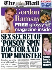 The Mail on Sunday Newspaper Front Page (UK) for 22 September 2013